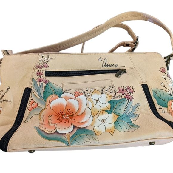 Anna by Anucshka Birds In Blush Hand-Painted Hobo Bag‎ - Picture 4 of 13